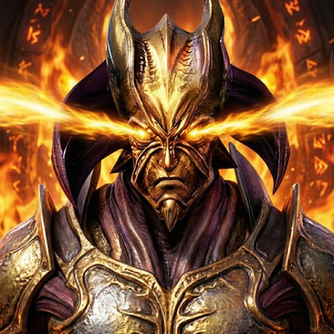 Runes of Mystery armored character with glowing runes